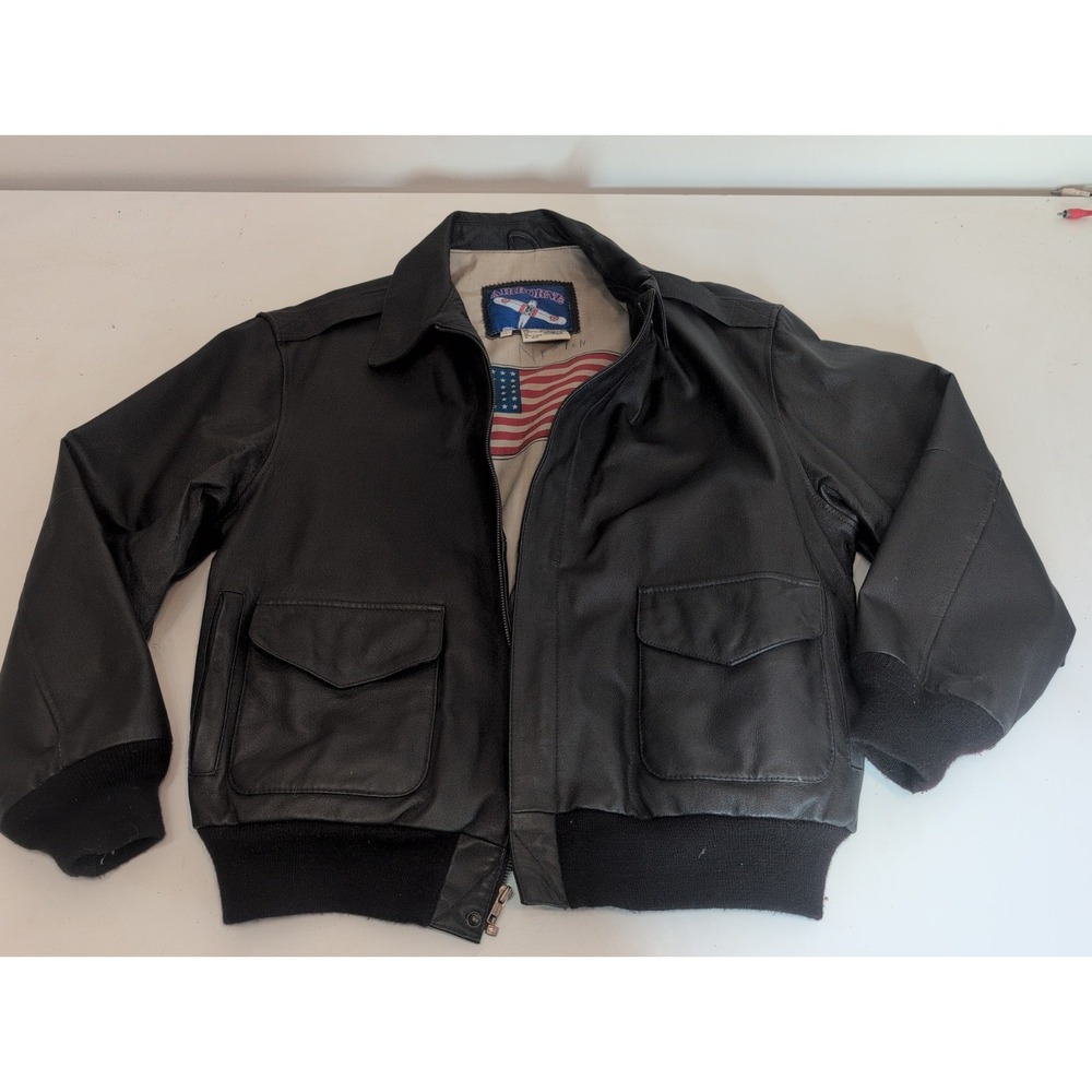 AIRBORNE TYPE A-2 U.S. FLIGHT BOMBER JACKET SZ L Brown Authentic Leather